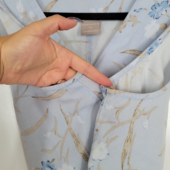 Vintage Partners 90s Y2K Blue Floral Spring Cottagecore Button Vest Tencel XL - Picture 10 of 13